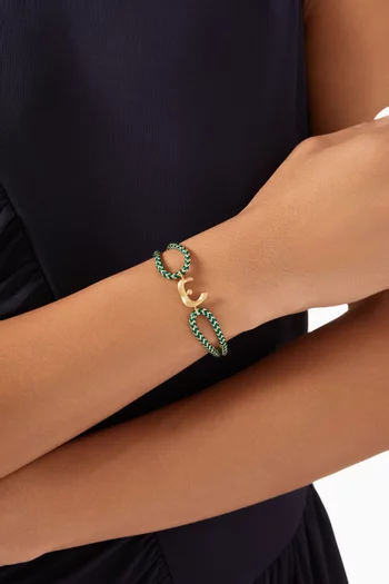 x Fozaza Bedouin Arabic Letter 'Noon' Bracelet in 18kt Gold