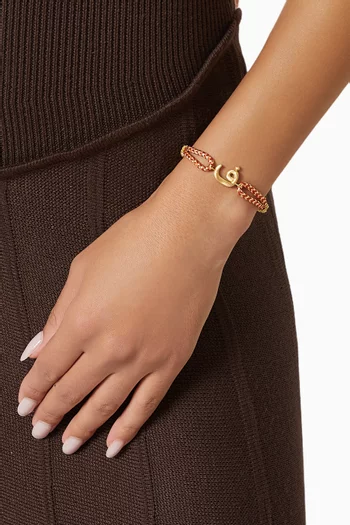 x Fozaza Bedouin Arabic Letter 'Fa' Bracelet in 18kt Gold