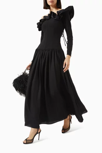 Serphine Ruffle Dress in Lycra & Chiffon