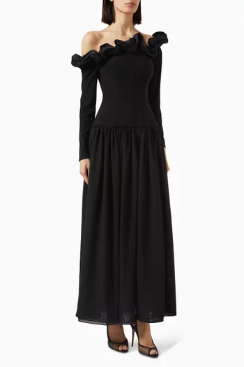 Serphine Ruffle Dress in Lycra & Chiffon