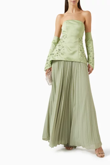 Serena Embroidered Gown in Satin