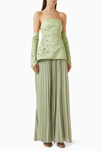 Serena Embroidered Gown in Satin