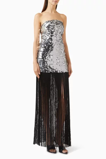 Moonlit Mirage Embellished Fringe Dress