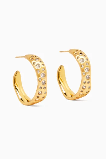 Wave Crystal Hoop Earrings in 18kt Gold-plated Brass