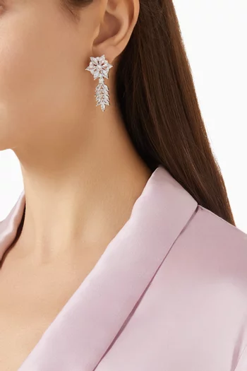 Spring Floral Earrings in Rhodium-plated Brass