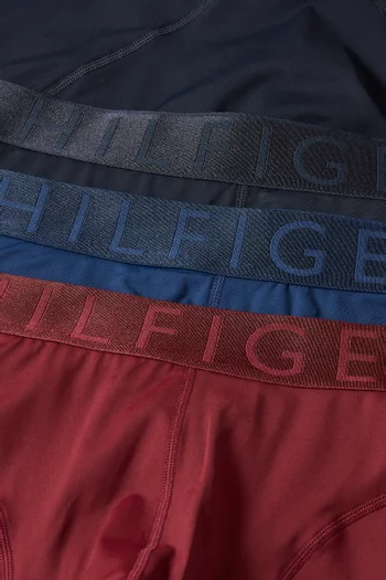 Metallic Waistband Trunks in Microfibre, Set of 3