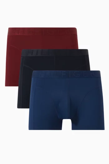 Metallic Waistband Trunks in Microfibre, Set of 3