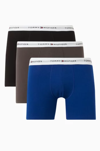 Signature Logo Waistband Boxer Briefs in Cotton, Set of 3