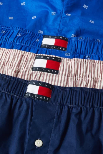 Heritage Print Woven Boxer Shorts in Cotton, Set of 3