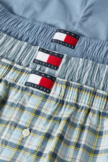 Heritage Print Woven Boxer Shorts in Cotton, Set of 3