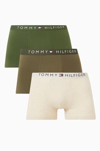 Logo Trunks in Stretch Cotton, Set of 3