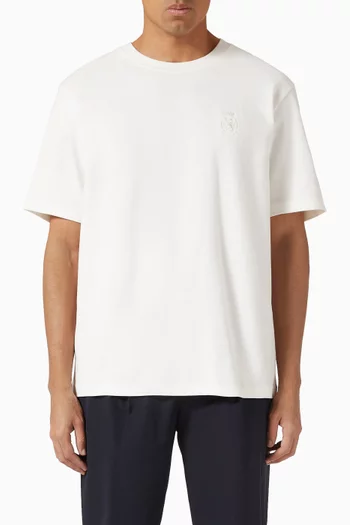 Varsity Textured Crest Embroidery T-shirt in Cotton