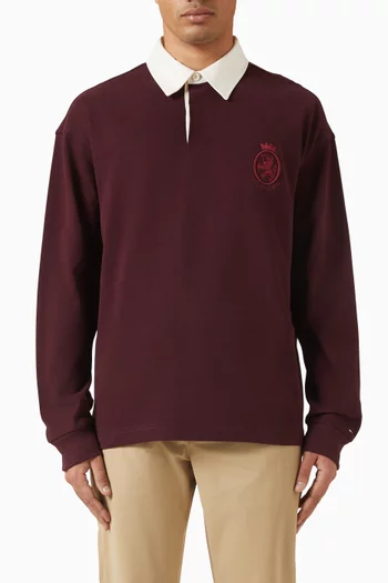 قميص راجبي بتصميم جامعي بياقة بلون مغاير 