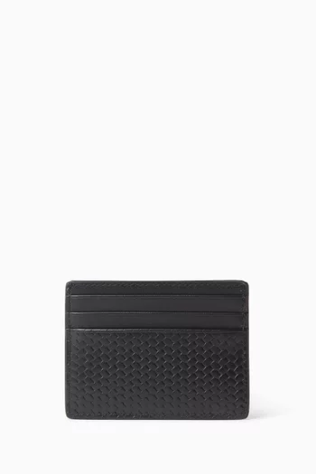 Woven Textured Card Holder in Leather