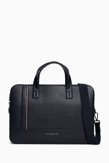 حقيبة كمبيوتر محمول بحلية معدن بشعار الماركة