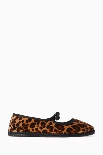 Brigiette Leopard Ballerina Flats in Velvet
