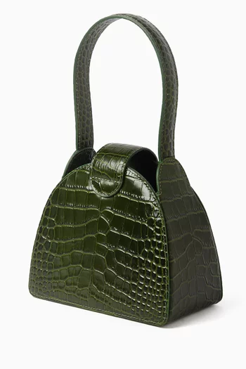 Paloma Top-handle Bag in Croc-embossed Leather