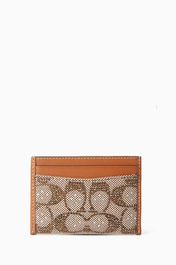 Essential Card Case in Signature Jacquard and Glovetanned Leather