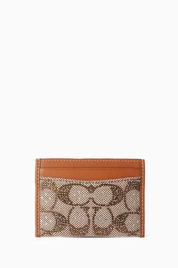 Essential Card Case in Signature Jacquard and Glovetanned Leather