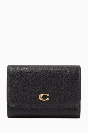 حافظة بطاقات إسنشال بغطاء قلاب جلد بارز الملمس