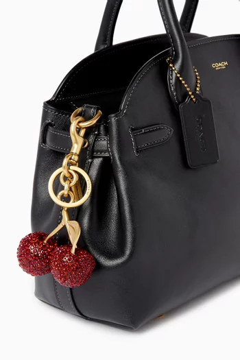 Cherry Crystal-embellished  Bag Charm in Gold-tone Metal