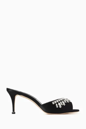 حذاء توليميو مفتوح من الخلف مرصع بالكريستال بكعب 70 مم ستان