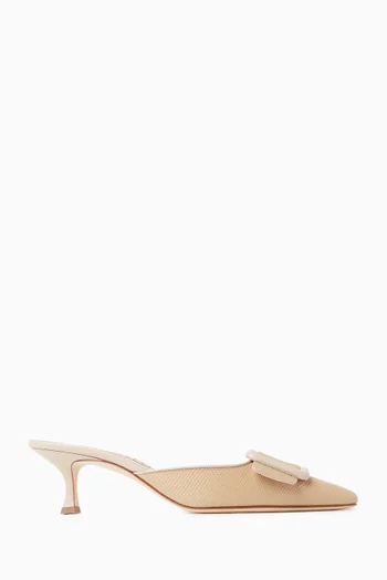 حذاء مسيلبي مفتوح من الخلف بكعب 50 مم جلد محفور بنقشة جلد الأفعى