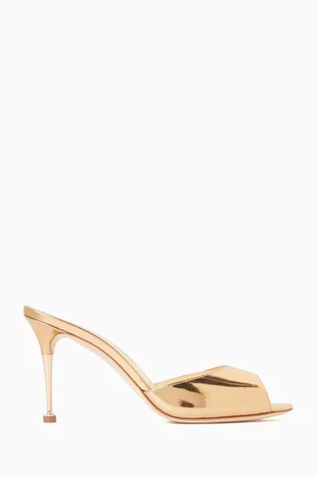 حذاء أستوكلا مفتوح من الخلف بكعب 90 مم جلد عجل لامع