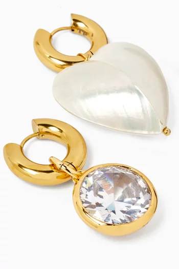Mother-of-Pearl Stone Earrings in 24kt Gold-plated Brass