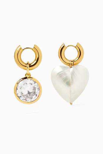 Mother-of-Pearl Stone Earrings in 24kt Gold-plated Brass