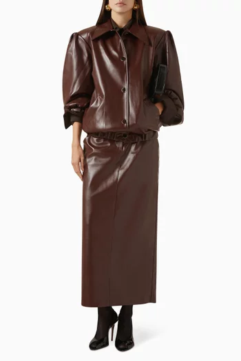 Belted Bomber Jacket in Eco Leather