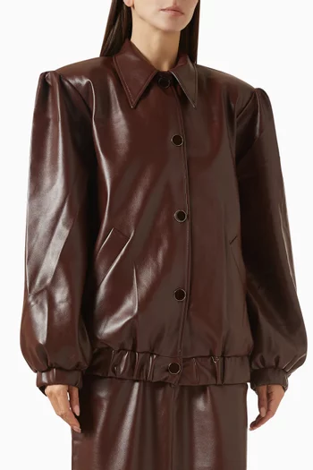Belted Bomber Jacket in Eco Leather