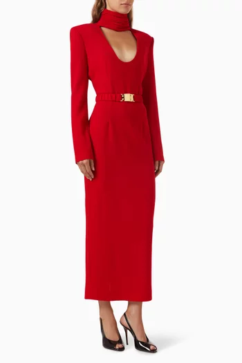 Drape Collar Dress in Crepe