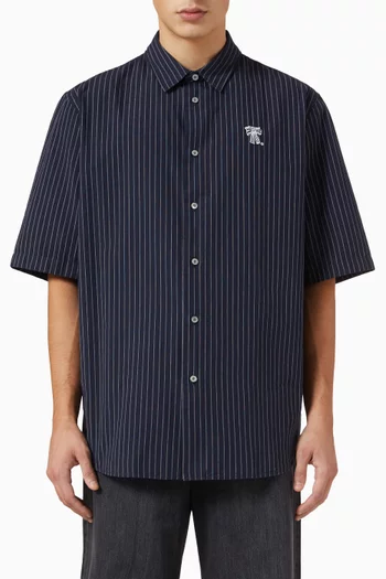 Stripe Button-up Shirt in Cotton Poplin
