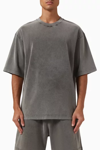 تي شيرت بأكمام قصيرة ولون باهت قطن