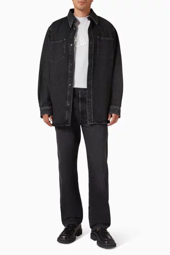 قميص دينم بأزرار قطن