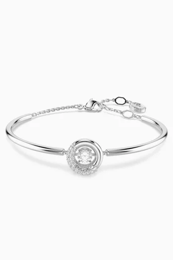 Dextera Crystal Bangle in Rhodium-plated Metal