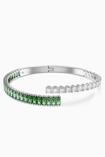 Matrix Crystal Bangle in Rhodium-plated Metal