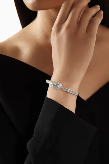 Matrix Baguette-cut Knot Bangle in Rhodium-plated Metal