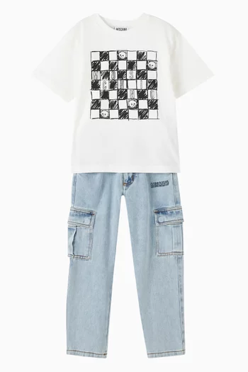 Logo Straight Cargo Jeans in Denim