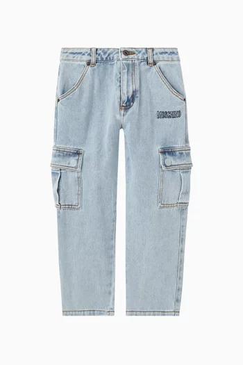 Logo Straight Cargo Jeans in Denim