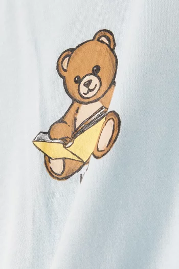 تي شيرت بطبعة دب يقرأ قطن