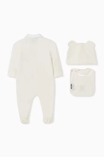 Bear Logo-embroidered Sleepsuit Gift Set