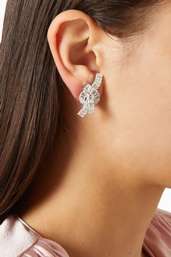 Matrix Baguette Earrings in Rhodium-plated Metal