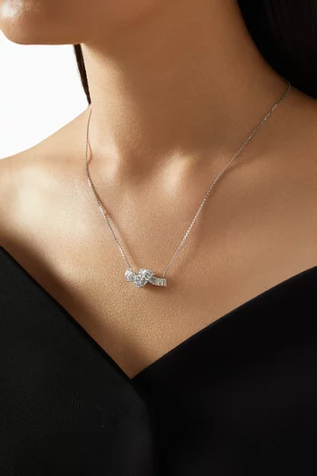 Matrix Knot Pendant Necklace in Rhodium-plated Metal