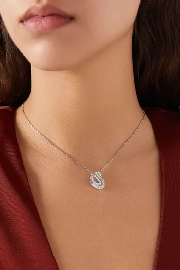 Swan Pendant Necklace in Rhodium-plated Metal