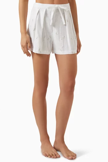 Broderie Anglaise Shorts in Linen Blend