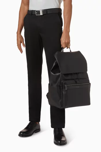 Zip Flap Backpack in Faux Leather