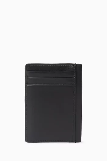 حافظة بطاقات بحلية بشعار الماركة جلد