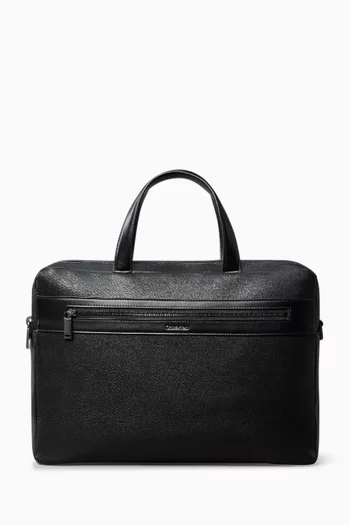 حقيبة كوميوتر بسحّاب جلد صناعي بارز الملمس